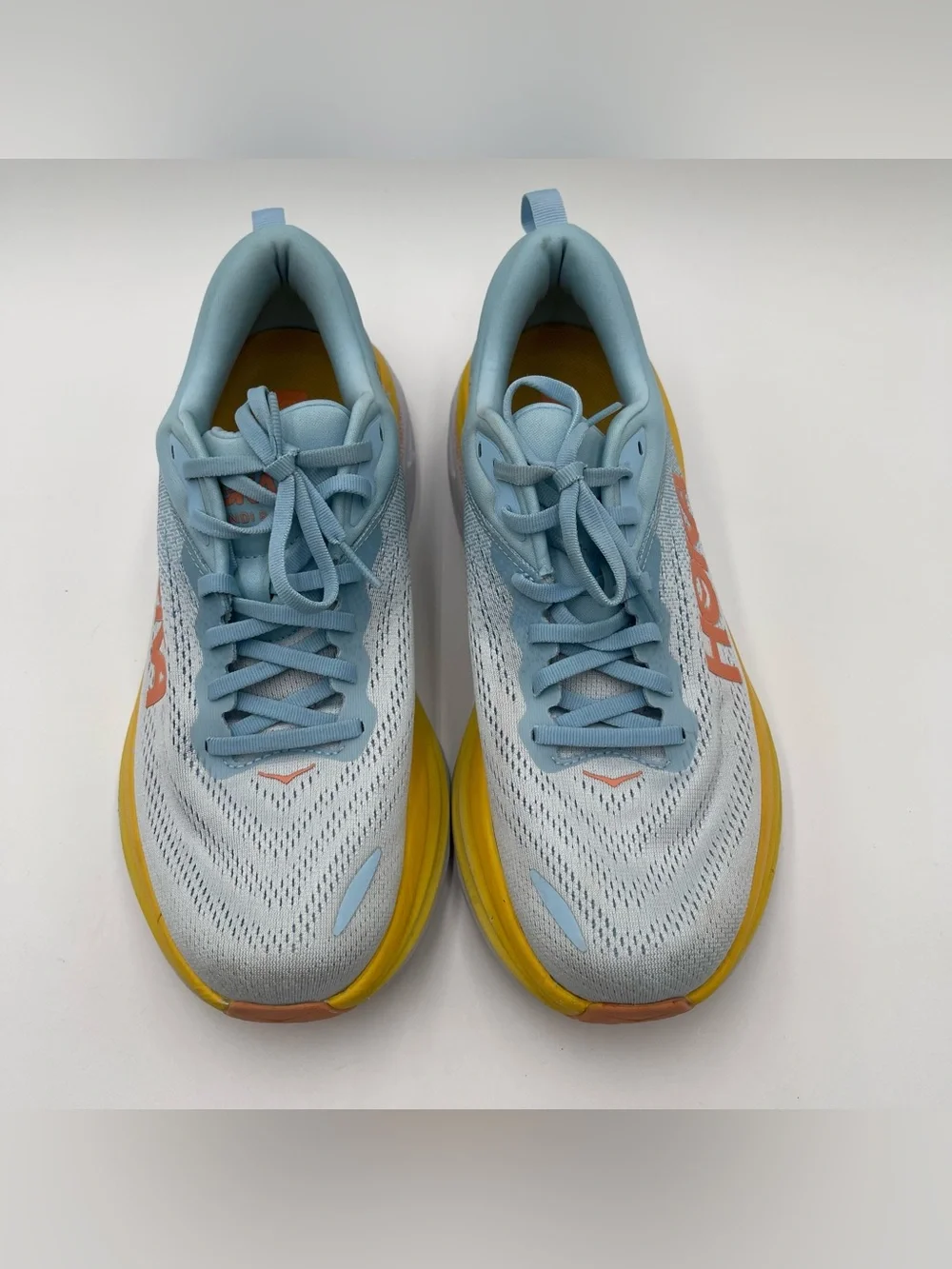 Hoka Women's Light Blue with Yellow & Orange Accent Running Shoes